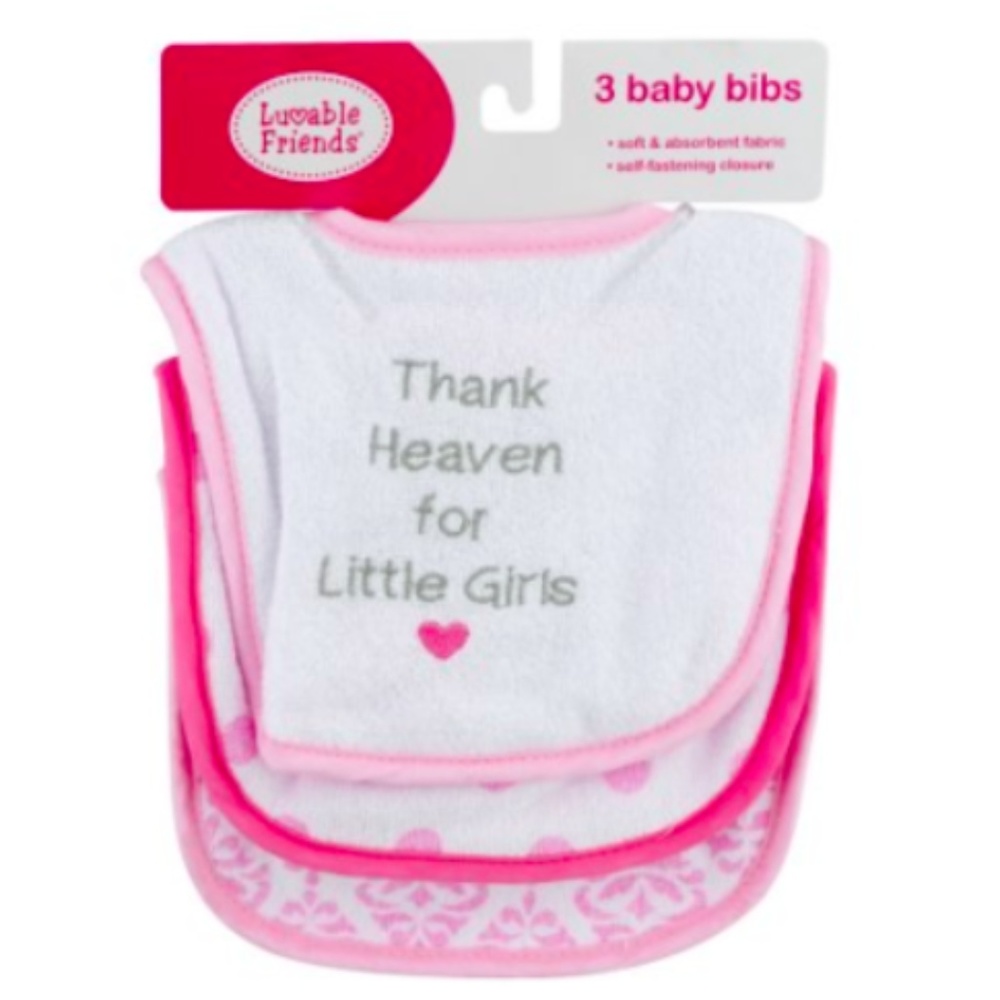 3 for $10 Luvable Friends Baby Girl Drooler Bibs 3-Pack